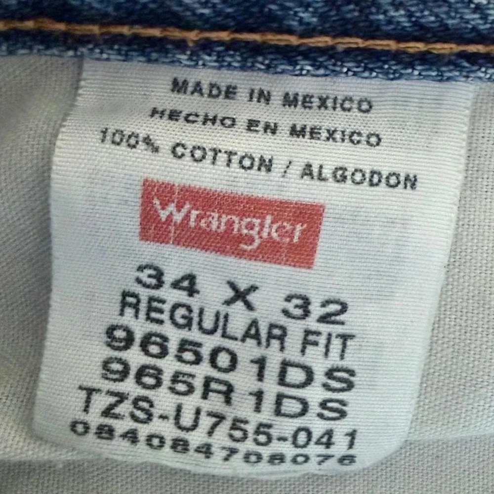 Wrangler 34x32‎ Regular Fit Blue Jeans Men's Straight Leg Y2K Denim Made Mexico